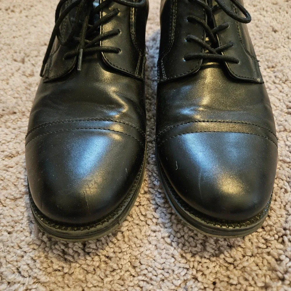 George Oxford Dress Shoes Mens 9W Black Cap Toe Lace Up Wide‎ Width